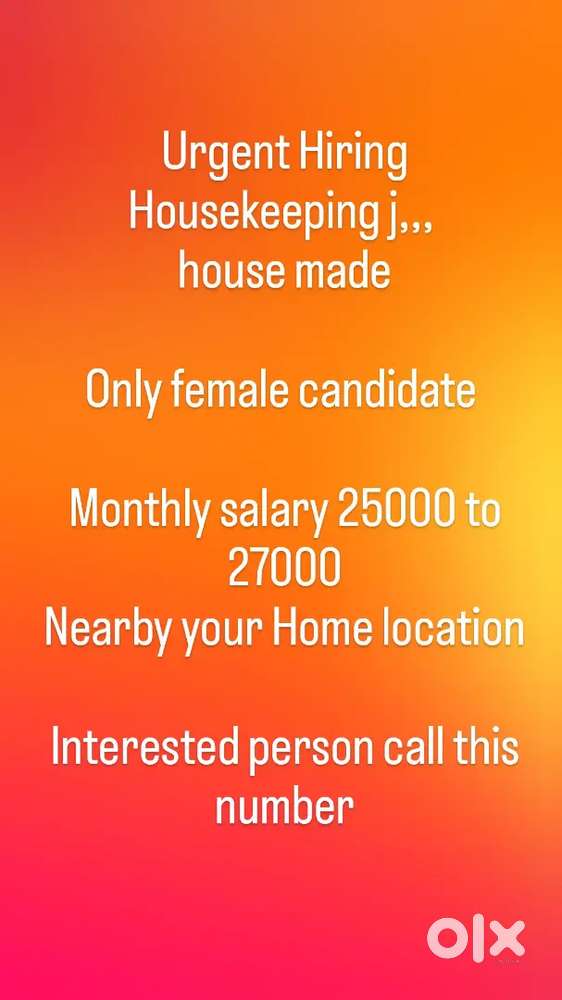 Housekeeping job only females