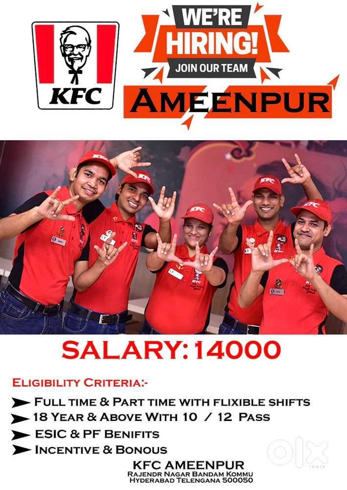 KFC RESTAURANT CASHIER JOB