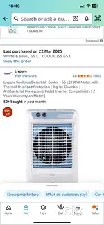 Air cooler - live pure 65 liter