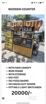 Working Pizza set up with oven and display fridge