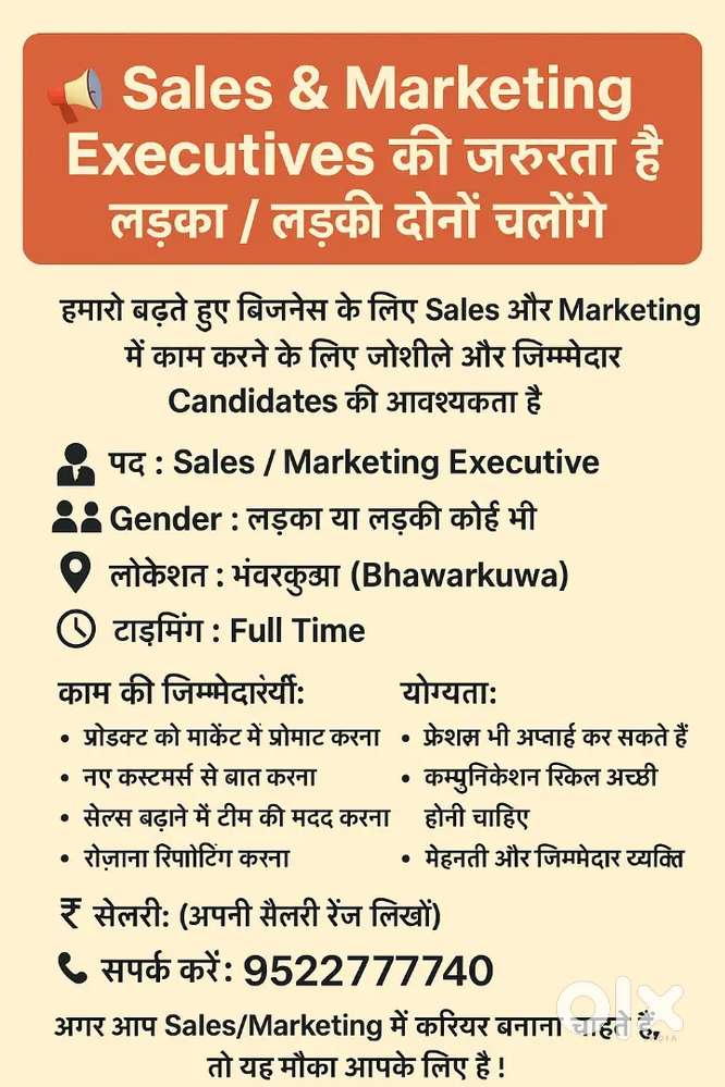 Sales & Marketing Executives Required