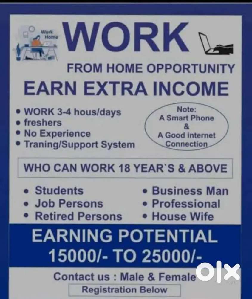 Data Entry,Customer care, Receptionist,HR Assistant,Host&Trainer etc..