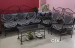 Wrought Iron 3+1+1 sofa set with glass Center Table.