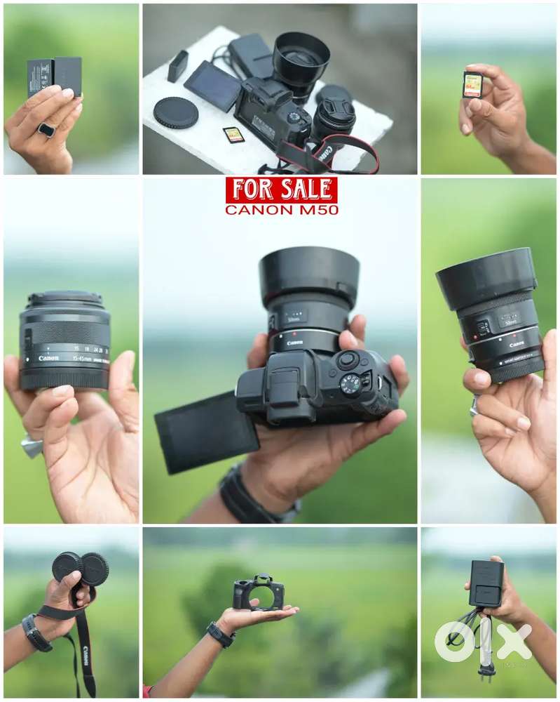 Canon M50 WITH 50mm f1.8 and 15-45 kit lens,2 batteries, 1 adopter