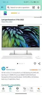 HP all in one pc 27 inch
