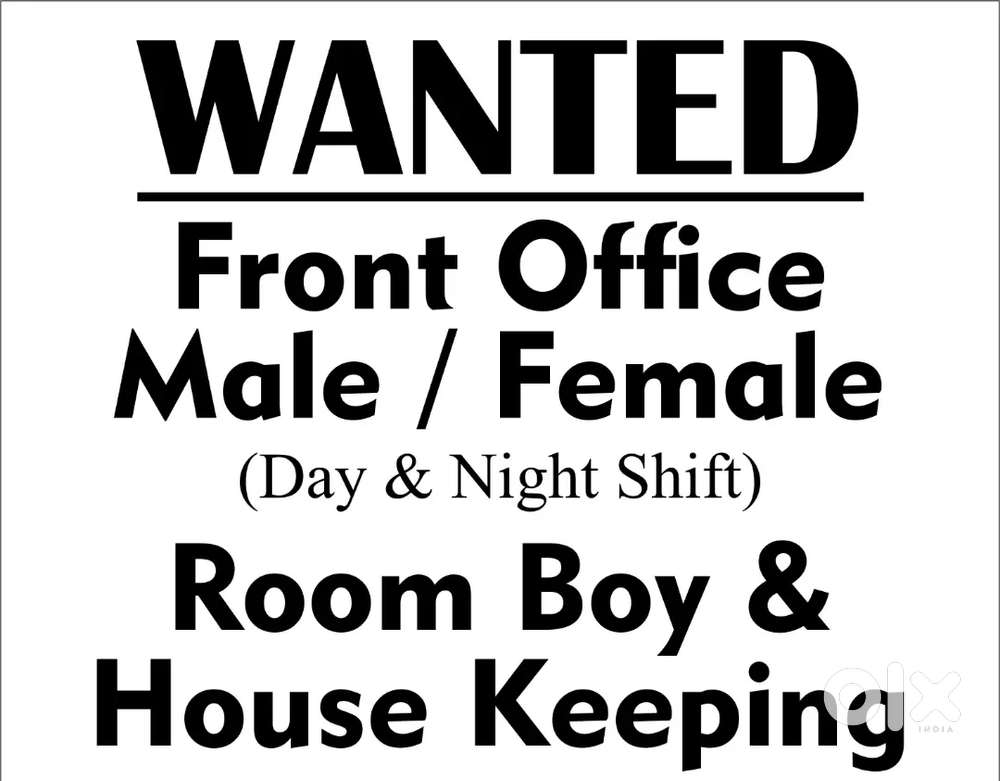 Wanted Front office for hotel