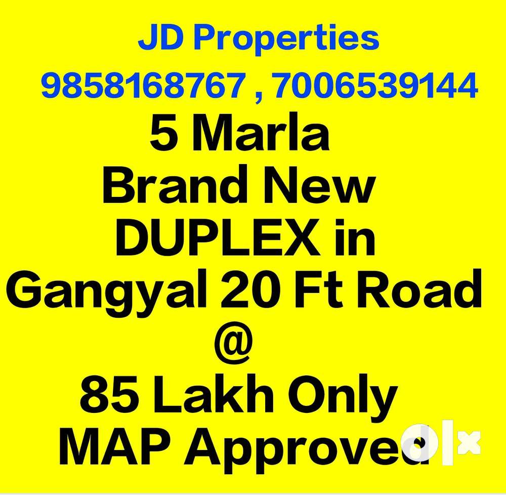 5 Marla New DUPLEX in Gangyal, 20 ft Road at 85 Lakh (MAP Approved)