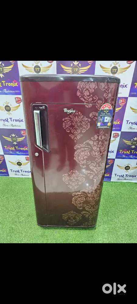 Whirpool red colour single door 195 litres with flowers prints