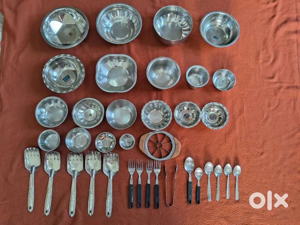 36 Stainless Steel bowls and spoons