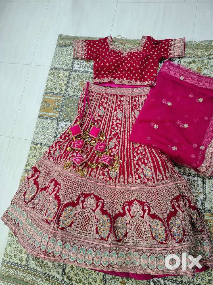 Wedding lehaga in drak  pink colour