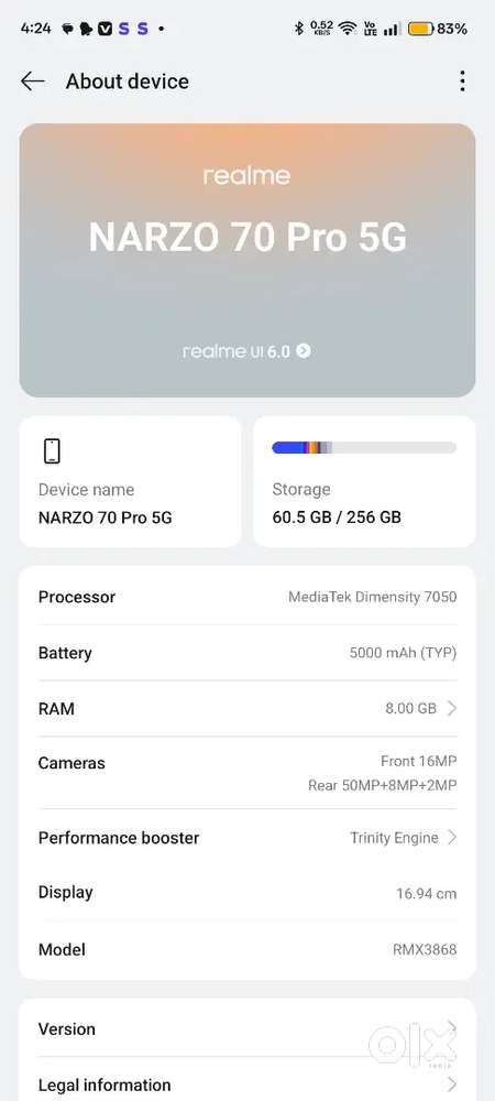 Narzo 70pro 5g  8/256