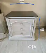 Chest of drawers with glass top PU polish