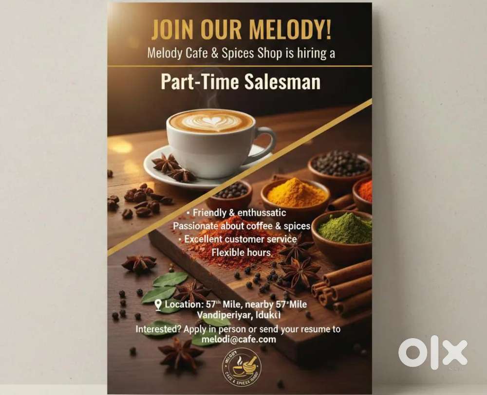 Partime Salesman for Spices and Cofee Shop