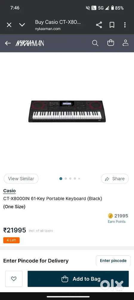 Casio ctx 8000in + free malav thick carry bag